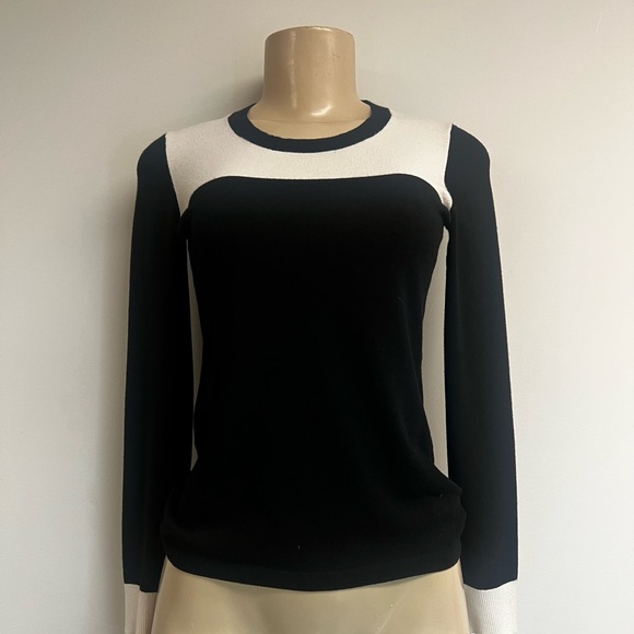 Theory Tops - Theory Black and White Colorblock Blouse